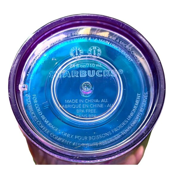 2022 Starbucks Floral Tumbler Cold Coffee Cup Straw Blue Tropical Flowers 24 Oz - Picture 7 of 8